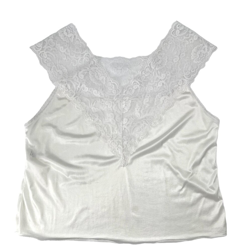 Vintage 80s 90s White Lace V-Neck Cami Slip Top Size 1X - Picture 7 of 11
